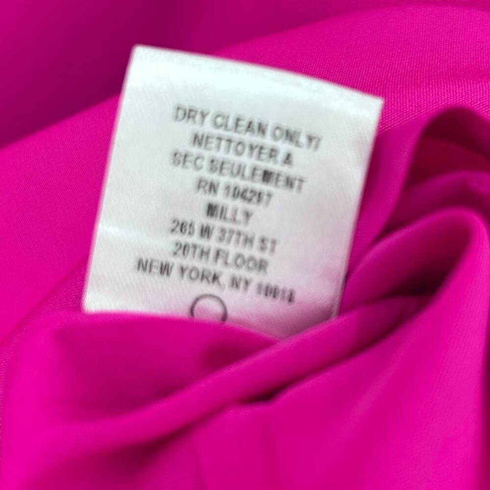 MILLY Mandy Dress Raspberry Pink Italian Cady Bubble Sleeve Shift Mini Dress 8 - Picture 8 of 11